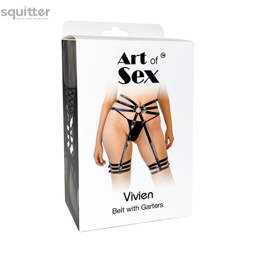 Сексуальні шкіряні гартери з поясом Art of Sex - Vivien, розмір L-2X, колір чорний SO9841 - онлайн-сексшоп Сквітер