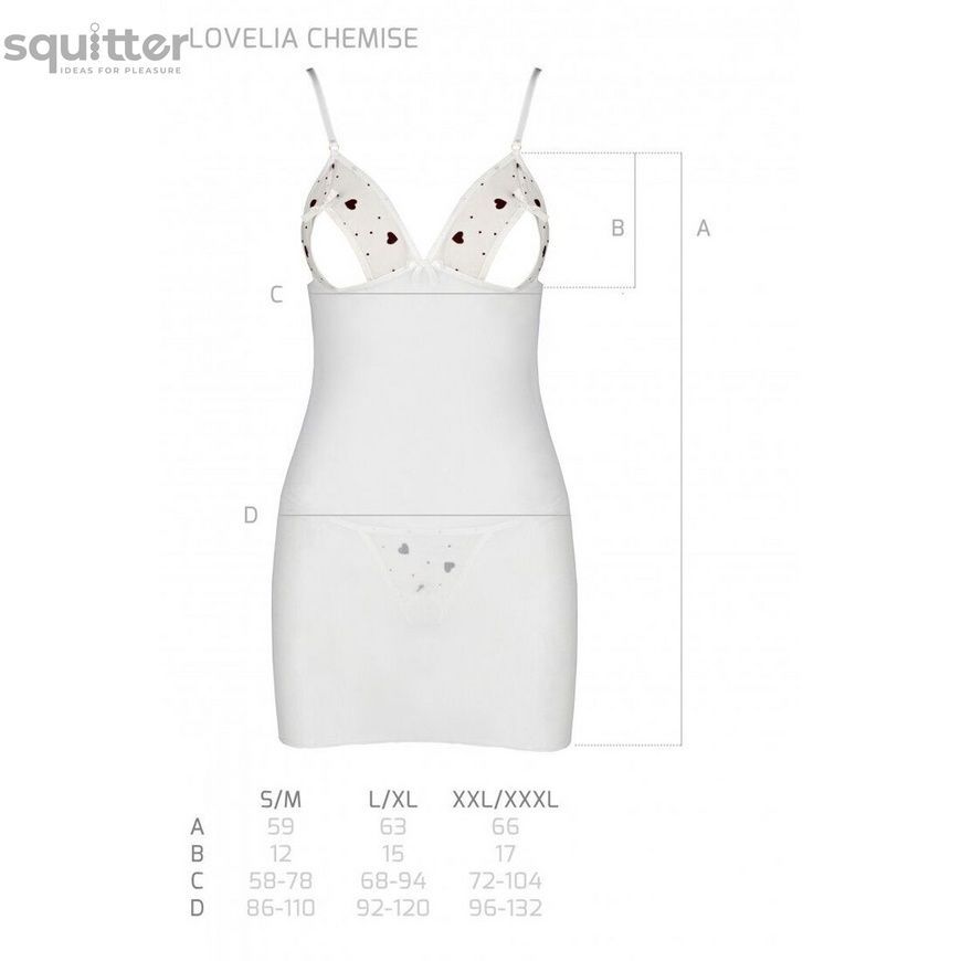 Сорочка с вырезами на груди + стринги LOVELIA CHEMISE white S/M - Passion SO4763 - онлайн-сексшоп Сквитер