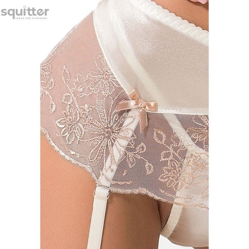 (SALE) Комплект белья LOTUS SET cream XXL/XXXL - Passion Exclusive стринги, лиф, юбка-пояс для чулок PS22927 - онлайн-сексшоп Сквитер