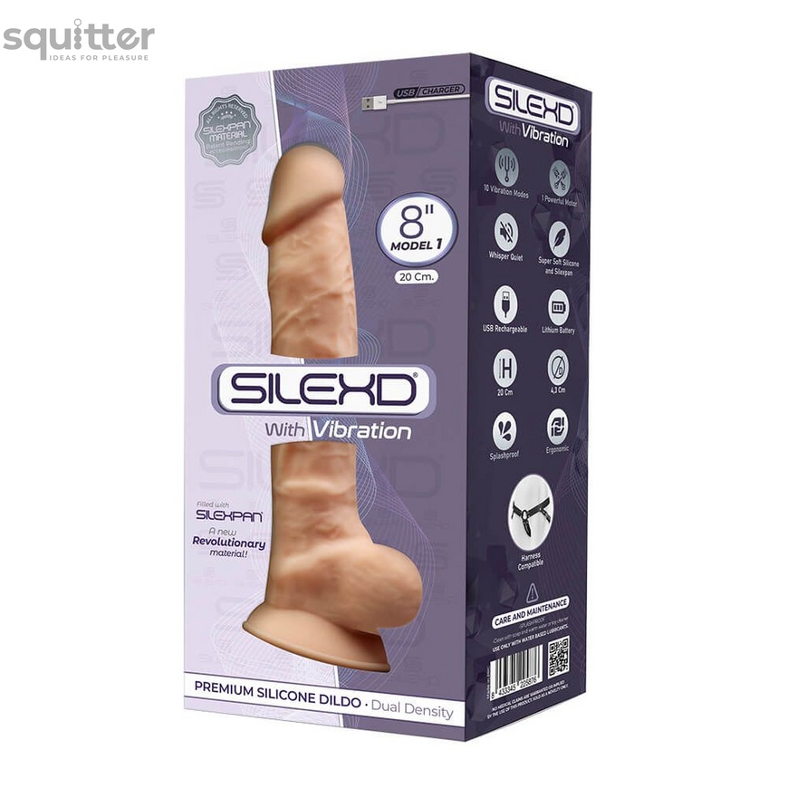 Фалоімітатор з вібрацією SilexD Vetus Vibro Flesh (MODEL 1 size 8in), двошаровий, діаметр 4,2см SO3836 фото