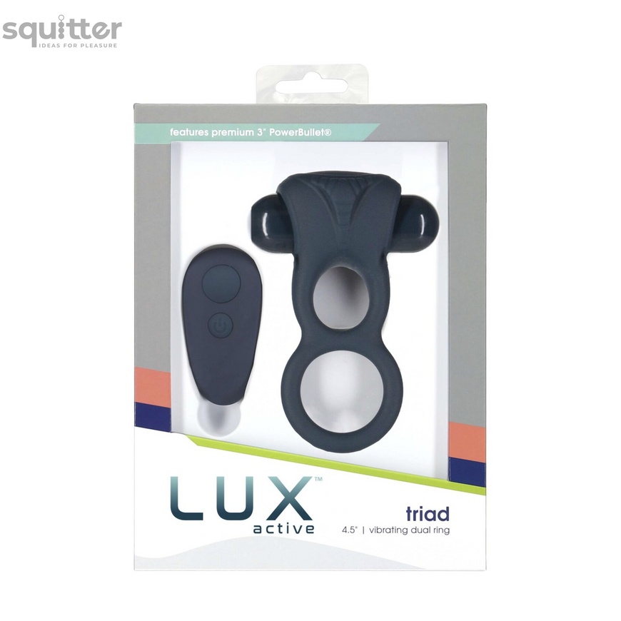 Подвійне ерекційне кільце з вібрацією Lux Active-Triad - Vibrating Dual Cock Ring, пульт ДК SO5575 фото