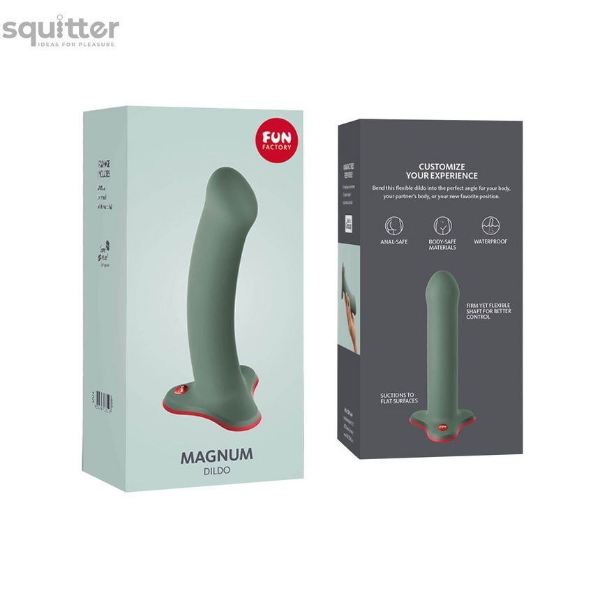 Фалоімітатор Fun Factory MAGNUM, оливковий, дуже гнучкий, довжина 18,3 см, діаметр 3,7 см SX0986 - онлайн-сексшоп Сквітер