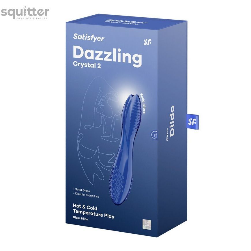 Двосторонній скляний дилдо Satisfyer Dazzling Crystal 2 Blue SX3551 - онлайн-сексшоп Сквітер