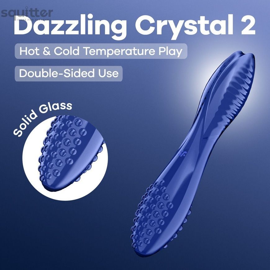 Двосторонній скляний дилдо Satisfyer Dazzling Crystal 2 Blue SX3551 - онлайн-сексшоп Сквітер