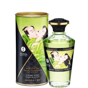 Разогревающее масло Shunga Aphrodisiac Warming Oil - Midnight Sorbet (100 мл) без сахара, вкусный SO2502 - онлайн-сексшоп Сквитер