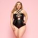 Сексуальне боді JSY &laquo;Пристрасна Лорейн&raquo; Plus Size Black, люверси, стрепи, екошкіра, шнурівка SO8378,1 - інтернет-магазин інтимних товарів Squitter
