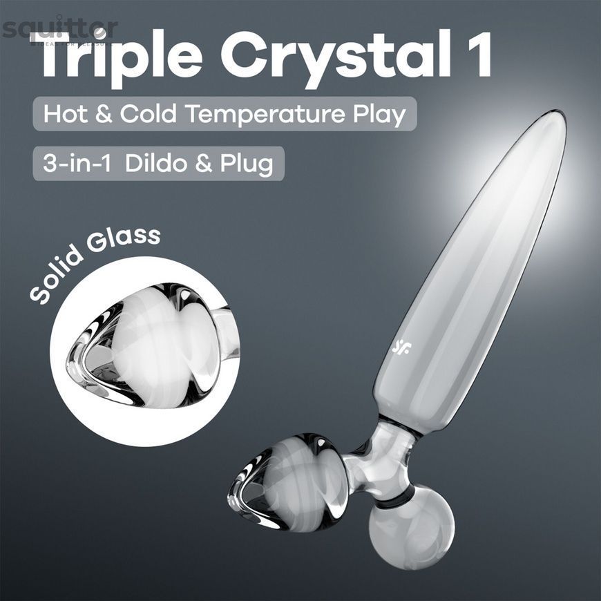 Тристоронній скляний дилдо Satisfyer Triple Crystal 1 Transparent SX3552 - онлайн-сексшоп Сквітер