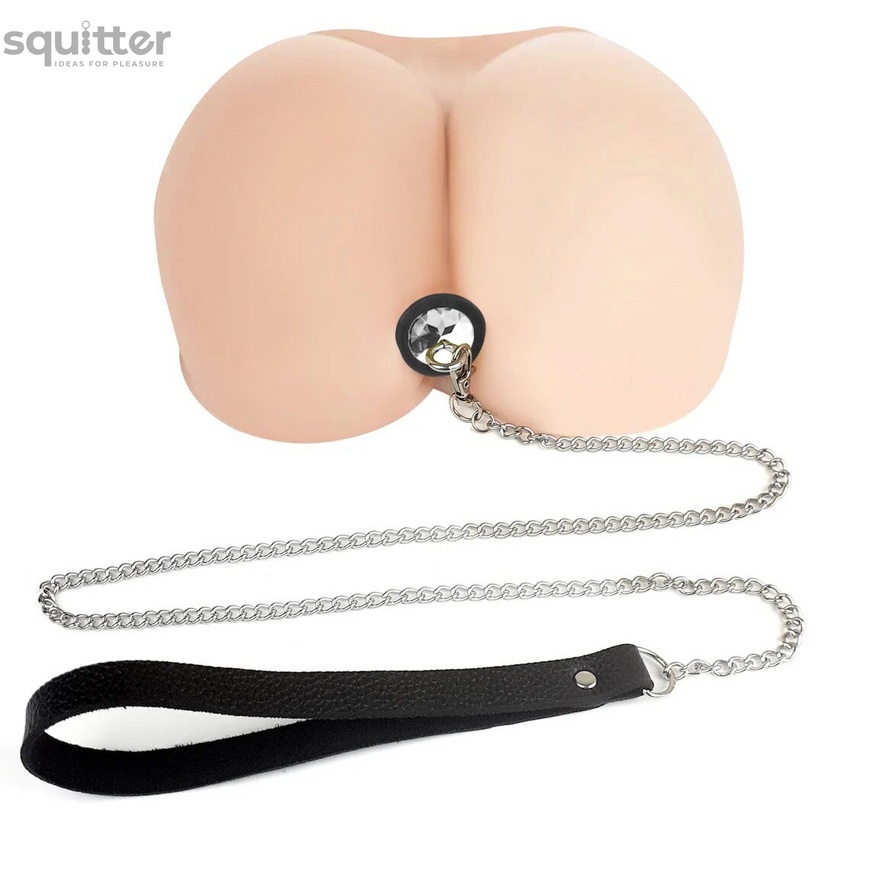 Силіконова анальна пробка Art of Sex Metal Anal Plug with Leash size L з повідцем Black SO6181 фото