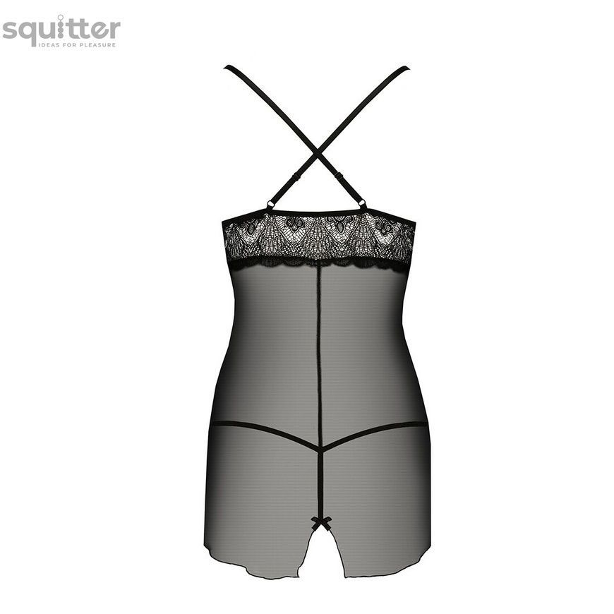 Прозора сорочка приталена Passion QUENTRIS CHEMISE S/M, black, трусики PS26605 - онлайн-сексшоп Сквітер