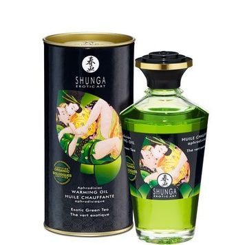 Органическое согревающее масло Shunga Aphrodisiac Warming Oil &ndash; Exotic green tea (100 мл) без сахара SO2503 - онлайн-сексшоп Сквитер