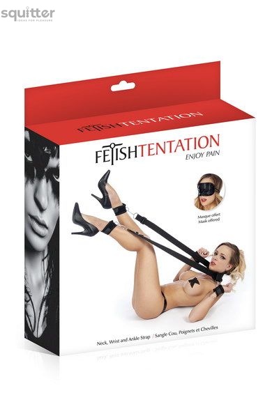 Фіксатори для ніг і рук Fetish Tentation Neck, Wrist and Ankle Strap з маскою на очі SO3741 фото