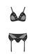 Комплект білизни Passion NESSY SET L/XL black, бюстгальтер, пояс для панчіх, стрінги SO8457,3 - інтернет-магазин інтимних товарів Squitter