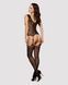 Бодистокинг Obsessive Bodystocking F221 S/M/L, силуэтный цветочный рисунок, имитация чулокSO7228,4 - интернет-магазин интимных товаров Squitter
