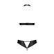 Комплект: открытый топ и трусики из эко-кожи с люверсами Malwia Set with Open Bra black S/M &mdash; PassioSO5769,4 - интернет-магазин интимных товаров Squitter