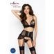 Комплект білизни Passion RAMONA SET L/XL, black ліф, стрінги, широкий пояс з воланом EL13401,3 - інтернет-магазин інтимних товарів Squitter