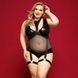 Елегантне боді з екошкіри JSY &laquo;Спокуслива Морган&raquo; Plus Size, Black, сітка, портупея з гартерами SO8379,1 - інтернет-магазин інтимних товарів Squitter