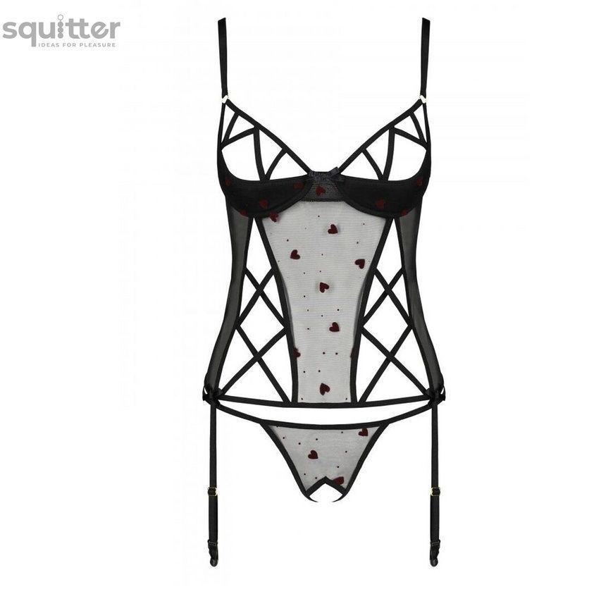 Корсет с подвязками + стринги LOVELIA CORSET black L/XL - Passion SO4765 - онлайн-сексшоп Сквитер