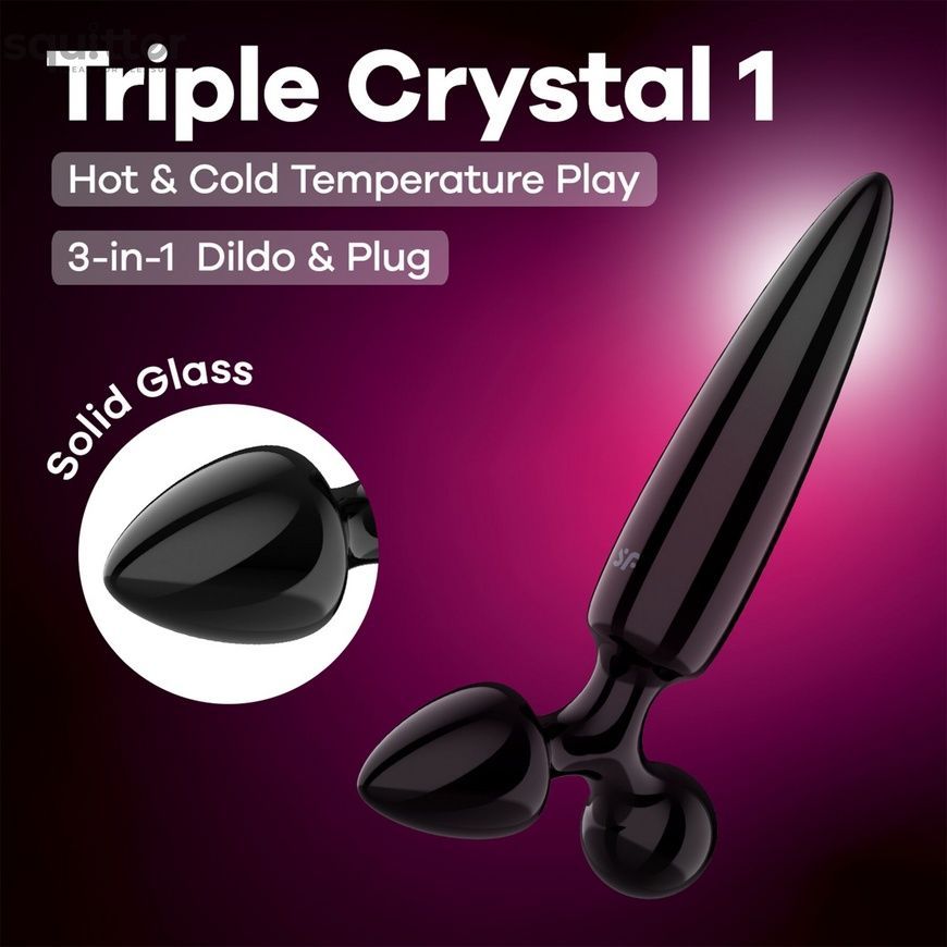 Тристоронній скляний дилдо Satisfyer Triple Crystal 1 Black SX3553 - онлайн-сексшоп Сквітер