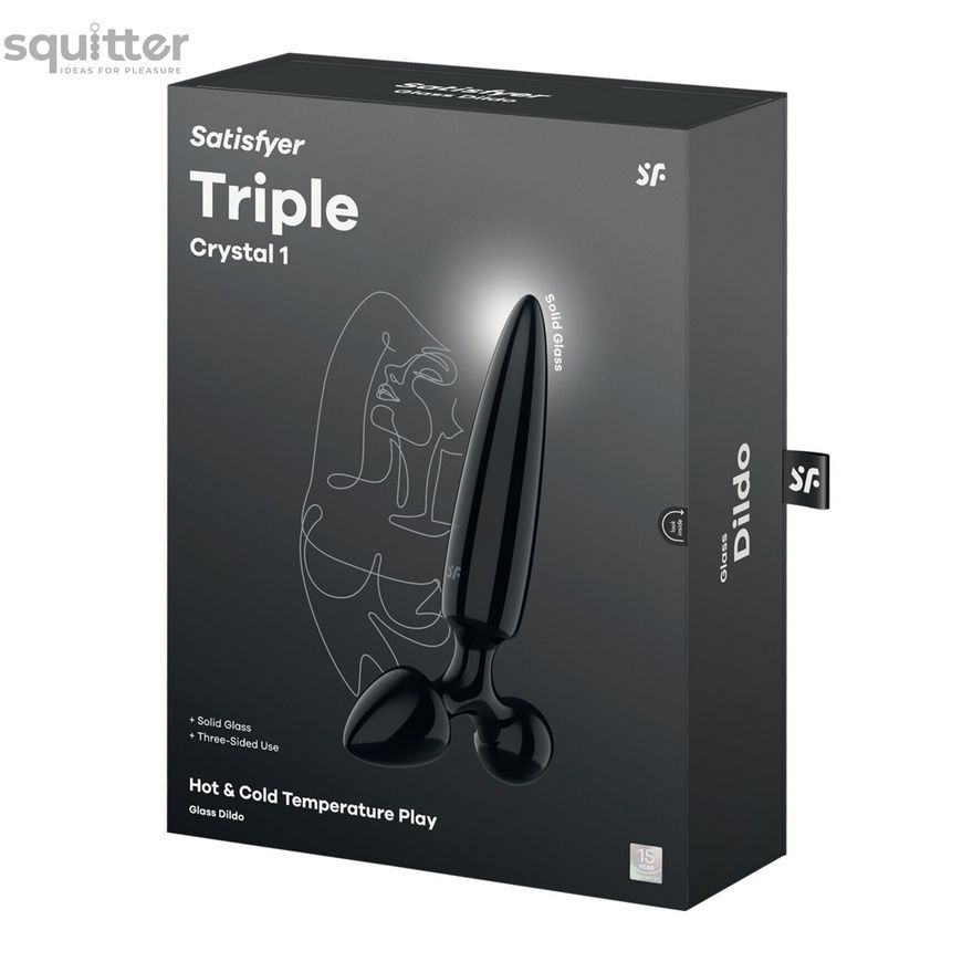 Тристоронній скляний дилдо Satisfyer Triple Crystal 1 Black SX3553 - онлайн-сексшоп Сквітер