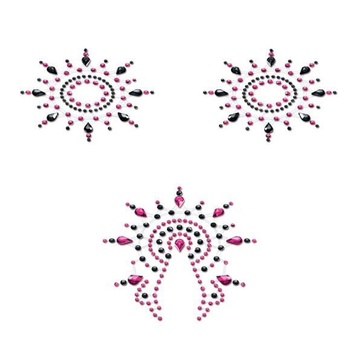 Пестіс з кристалів Petits Joujoux Gloria set of 3 - Black/Pink, прикраса на груди та вульву SO3131 фото