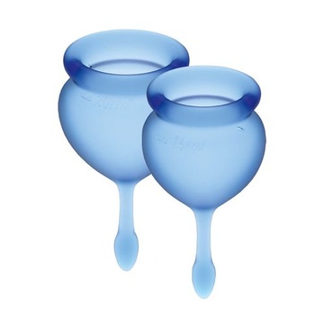 Набір менструальних чаш Satisfyer Feel Good (dark blue), 15мл і 20мл, мішечок для зберігання SO3582 фото