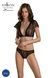 Комплект Passion LEAFA BIKINI black, L/XL, бюстгальтер-топ з рукавчиками, стрінги-шортики з вирізом SX0497,1 - інтернет-магазин інтимних товарів Squitter