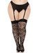 Панчохи Leg Avenue Wild rose net thigh highs, 1X/2X, чорні, широка резинка, малюнок-троянди SX1043,1 - інтернет-магазин інтимних товарів Squitter