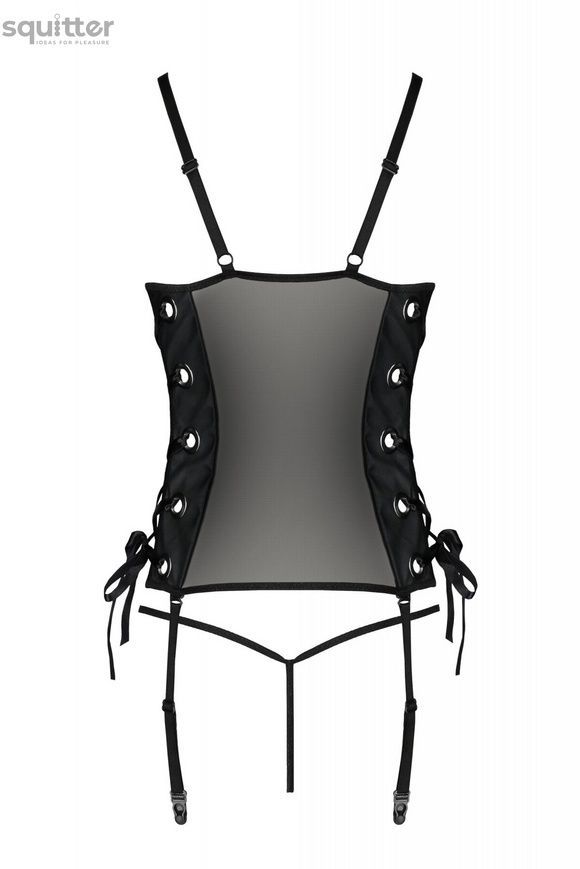 Сітчастий корсет з екошкіри Passion MALWIA CORSET 4XL/5XL black, з люверсами та знімними пажами SO7098 - онлайн-сексшоп Сквітер