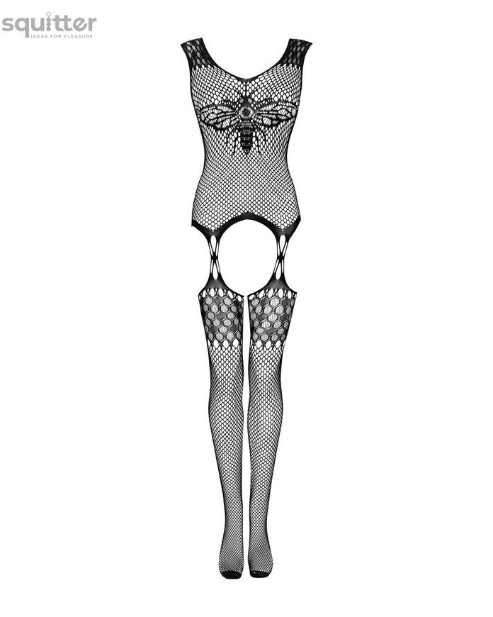 Бодистокинг Obsessive Bodystocking G323 S/M/L black, рисунок пчелы и бабочки SO7243 - онлайн-сексшоп Сквитер