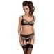(SALE) Комплект белья MONTANA SET black L/XL - Passion Exclusive: лиф, стринги и пояс для чулокPS23009,1 - интернет-магазин интимных товаров Squitter