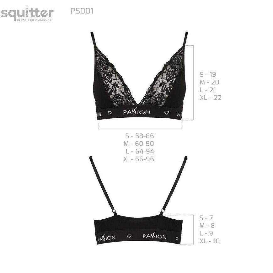 Эластичный топ с кружевом Passion PS001 TOP black, size M SO4176 - онлайн-сексшоп Сквитер