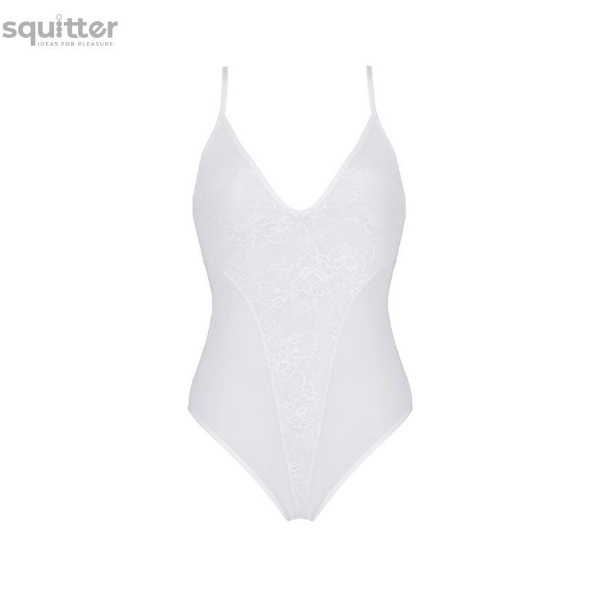 Боді з ажурним декором та відкритим кроком Passion URSULA BODY S/M, white SO5833 - онлайн-сексшоп Сквітер