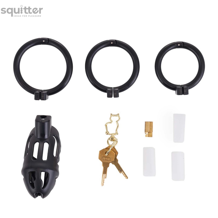 Клітка для пеніса LOCKINK SEVANDA Plastic Penis Chastity Cage - Black SX0872 фото