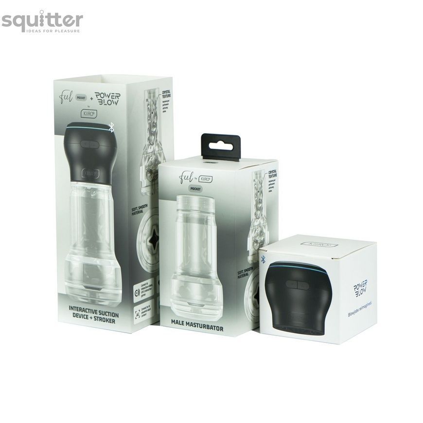 Мастурбатор Kiiroo Feel Pocket Crystal зі всмоктувальною інтерактивною насадкою PowerBlow Combo Set SX2240 - онлайн-сексшоп Сквітер