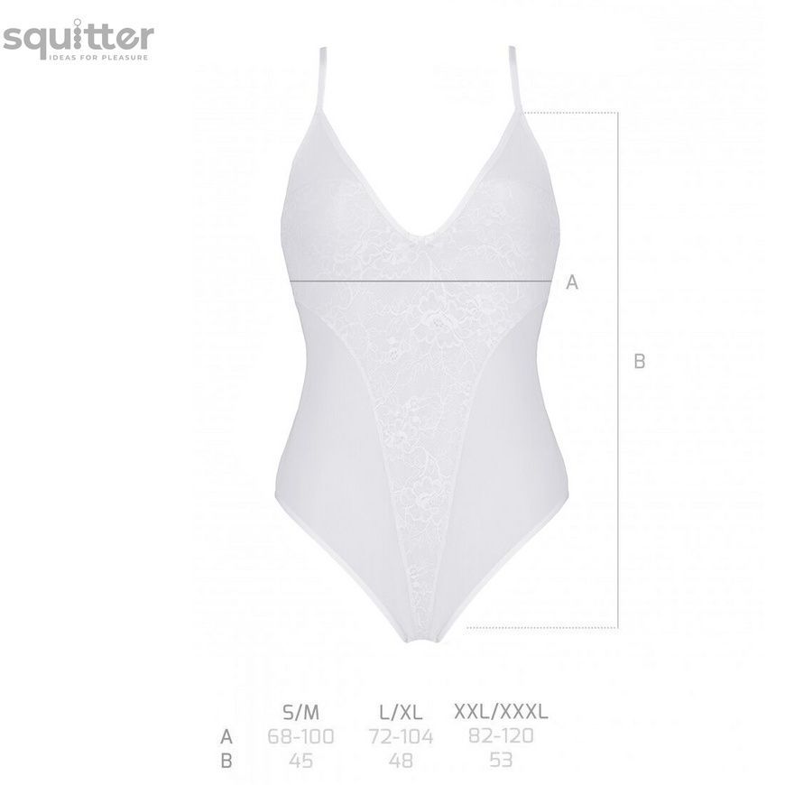 Боді з ажурним декором та відкритим кроком Passion URSULA BODY S/M, white SO5833 - онлайн-сексшоп Сквітер