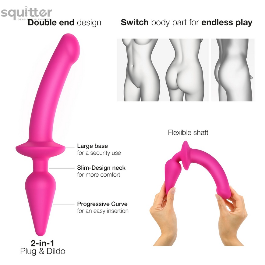 Анальна пробка з Ділдо Strap-On-Me SWITCH PLUG-IN SEMI-REALISTIC DILDO FUCHSIA - L SO6829 фото