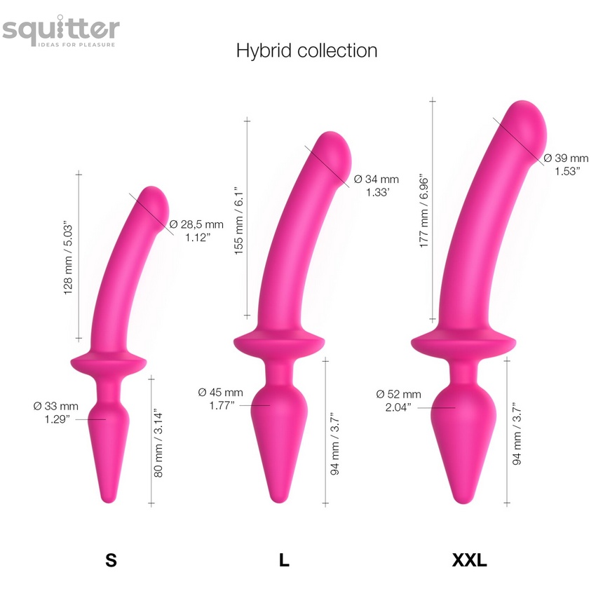 Анальна пробка з Ділдо Strap-On-Me SWITCH PLUG-IN SEMI-REALISTIC DILDO FUCHSIA - L SO6829 фото