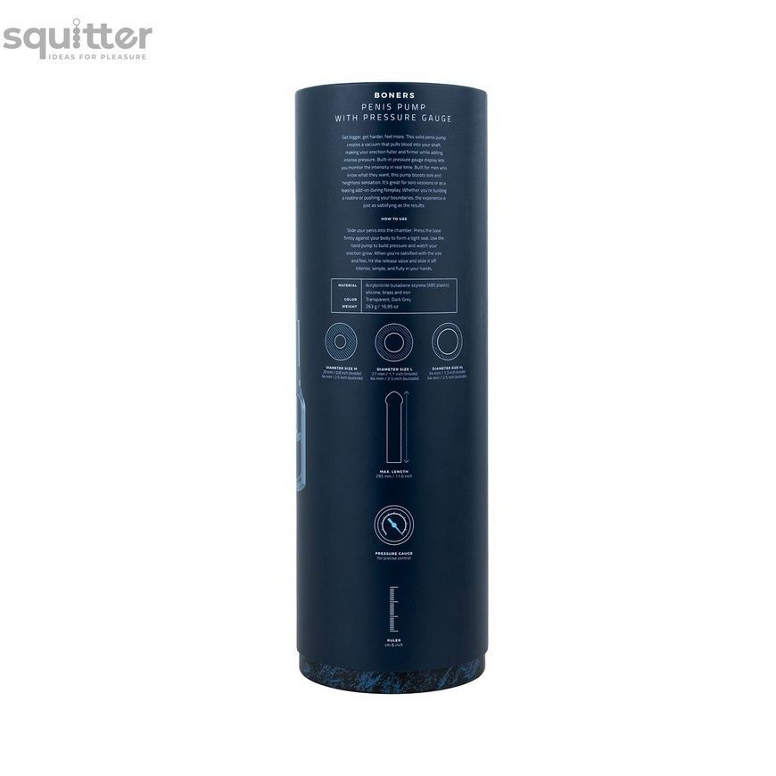Вакуумна помпа для пеніса Boners Penispump With Pressure Gauge SX3903 - онлайн-сексшоп Сквітер