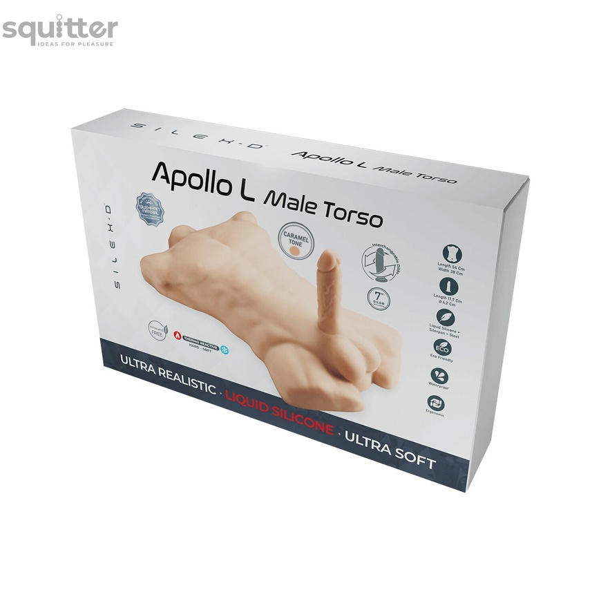 Торс з фалоімітатором на присосці SilexD Apollo L Male Torso Caramel SX0814 фото