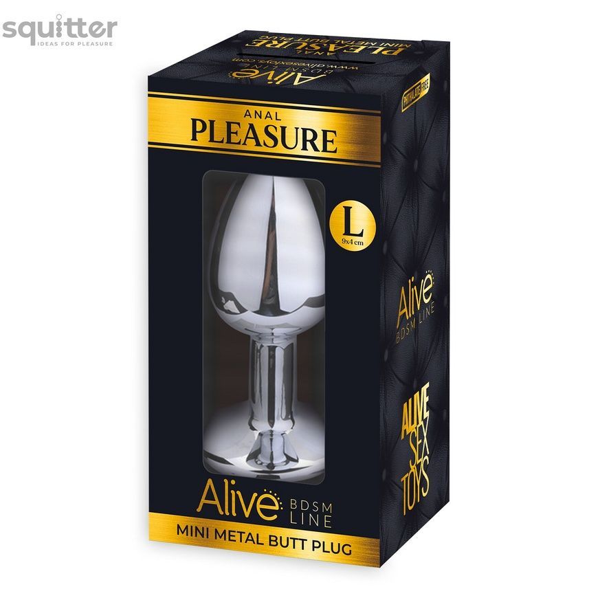 Металева анальна пробка з кристалом Alive Mini Metal Butt Plug Red L SO6004 - онлайн-сексшоп Сквітер
