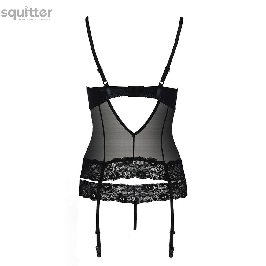 Корсет с открытой грудью NORTH CORSET black S/M - Passion Exclusive, пажи, трусики, шнуровка PS24005 фото