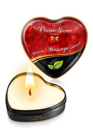 Массажная свеча сердечко Plaisirs Secrets Natural (35 мл) SO1863 - онлайн-сексшоп Сквитер