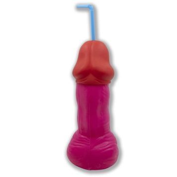 Коктейльна склянка-пеніс з кришкою та трубочкою Diverty Sex Fuchsia SX4911 - онлайн-сексшоп Сквітер