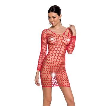 Бодістокінг-сукня з глибоким коміром Passion BS093 red, довгі рукави SO6398 - онлайн-сексшоп Сквітер