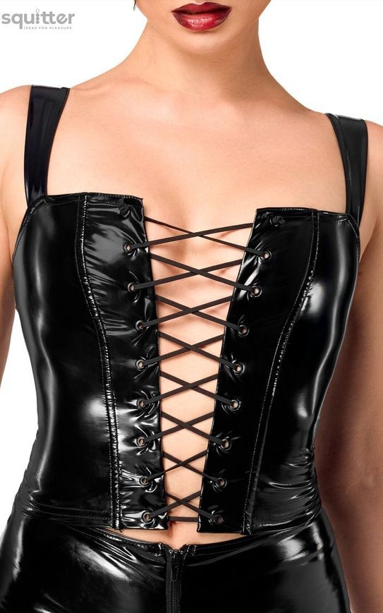 Корсет Noir Handmade F379 Dominae Frontbind PVC Corset Top M SX4130 - онлайн-сексшоп Сквітер