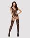 Бодистокинг Obsessive Bodystocking F221 XL/XXL, силуэтный цветочный рисунок, имитация чулокSO7229,3 - интернет-магазин интимных товаров Squitter
