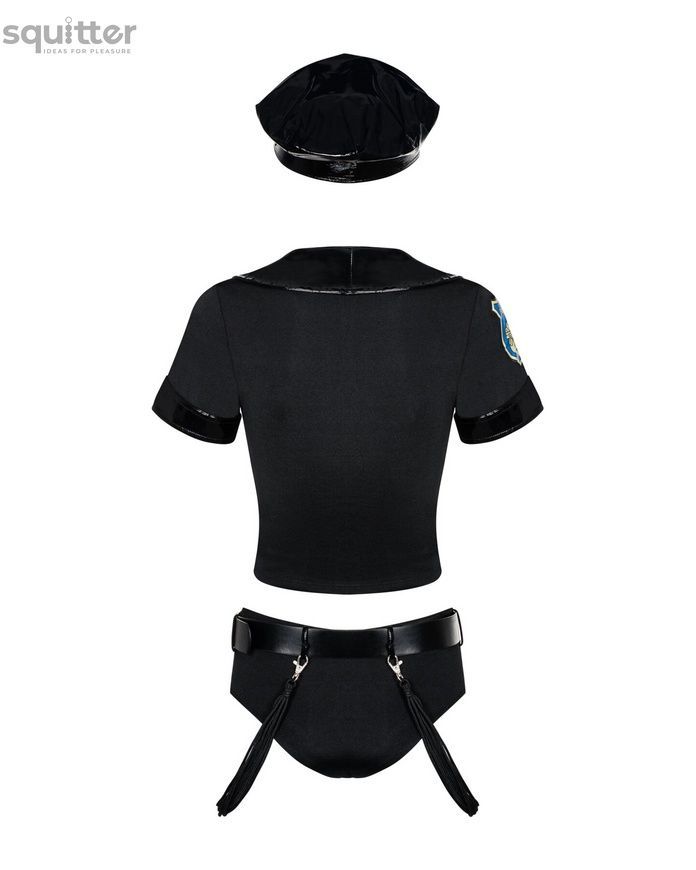 Эротический костюм полицейского Obsessive Police set S/M, black, топ, шорты, кепка, пояс, портупея SO7725 - онлайн-сексшоп Сквитер