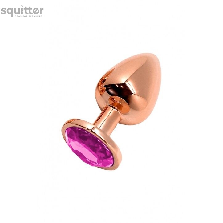 Металева анальна пробка Wooomy Tralalo Rose Gold Metal Plug Magenta S, діаметр 2,8 см, довжина 7 см SO7429 фото