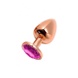 Металева анальна пробка Wooomy Tralalo Rose Gold Metal Plug Magenta S, діаметр 2,8 см, довжина 7 см SO7429 фото 1