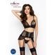 Комплект белья RAMONA SET black S/M - Passion: лиф, стринги, широкий пояс с оборкойEL13402,3 - интернет-магазин интимных товаров Squitter